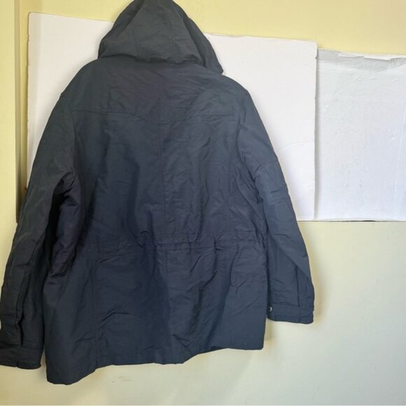 Land’s End Vintage Anorak Weatherproof Hood Zip Lightweight Rain Jacket Navy XL - Picture 4 of 16
